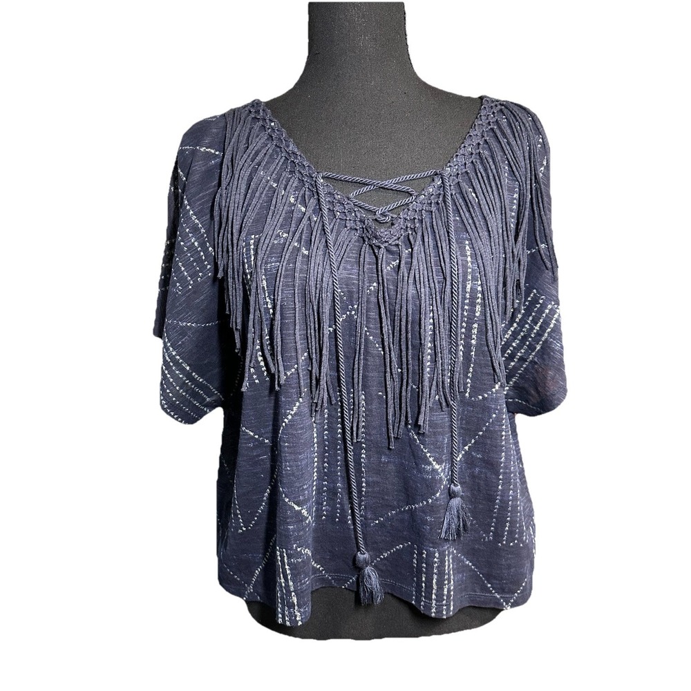 Denim & Supply Ralph Lauren T-Shirt Fringe Tassel Size SM Boho Western Prairie